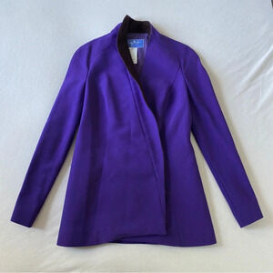 1980S THIERRY MUGLER PURPLE WOOL JACKET W ALPACA TRIM SIZE 38/US Womens Small